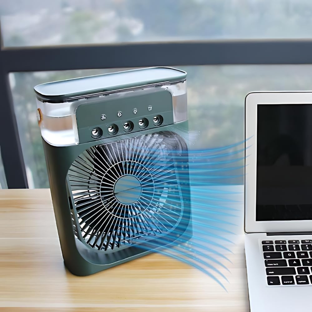 Air Cooler Fan USB Box Fan with LED Light – Assorted Color Portable, Silent, and Energy Efficient
