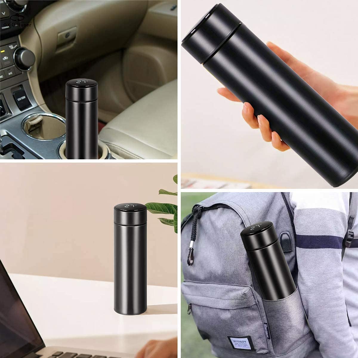 Smart Temperature Display Vacuum Flask Bottle – Black, Stainless Steel, Leakproof