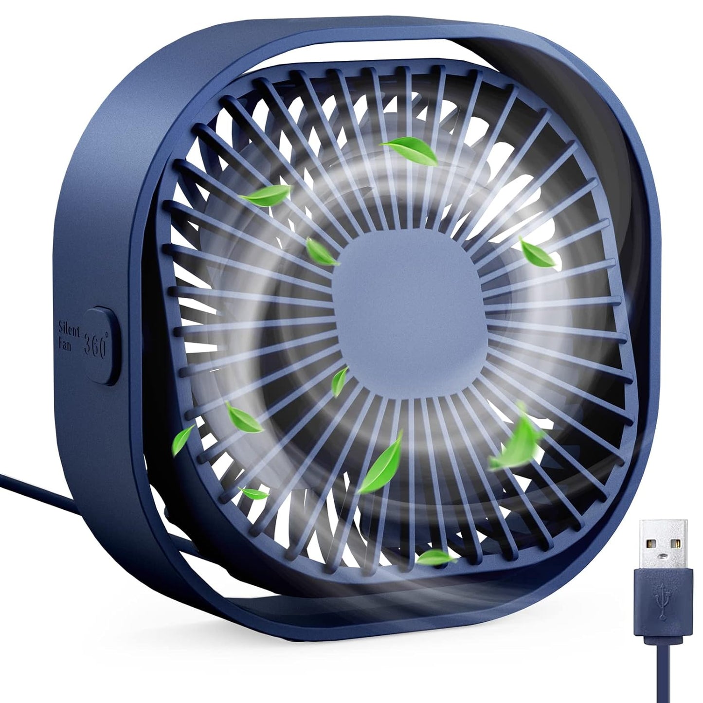 USB Desk Fan – Portable 360° Adjustable Silent Cooling Fan