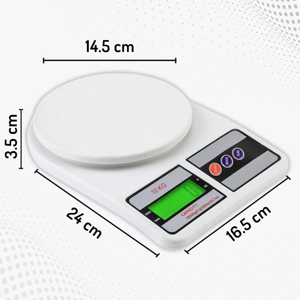 Digital Kitchen Weighing Scale – 10Kg Capacity with LCD Display & Tare Function (Assorted Color)