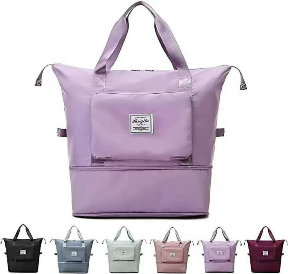 Large Capacity Foldable Travel Tote Bag โ Waterproof, Expandable & Lightweight Shoulder Bag for Women & Girls