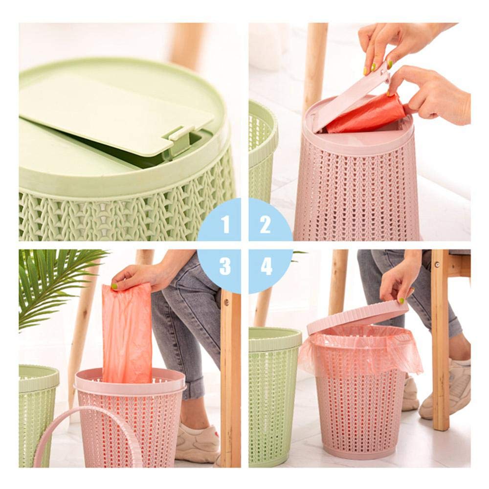 Knitted Pattern Open Dustbin with Inner Bag Fixing Ring | Stylish Plastic Waste Bin for Home & Office