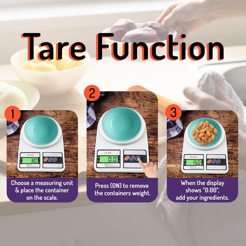 Digital Kitchen Weighing Scale – 10Kg Capacity with LCD Display & Tare Function (Assorted Color)