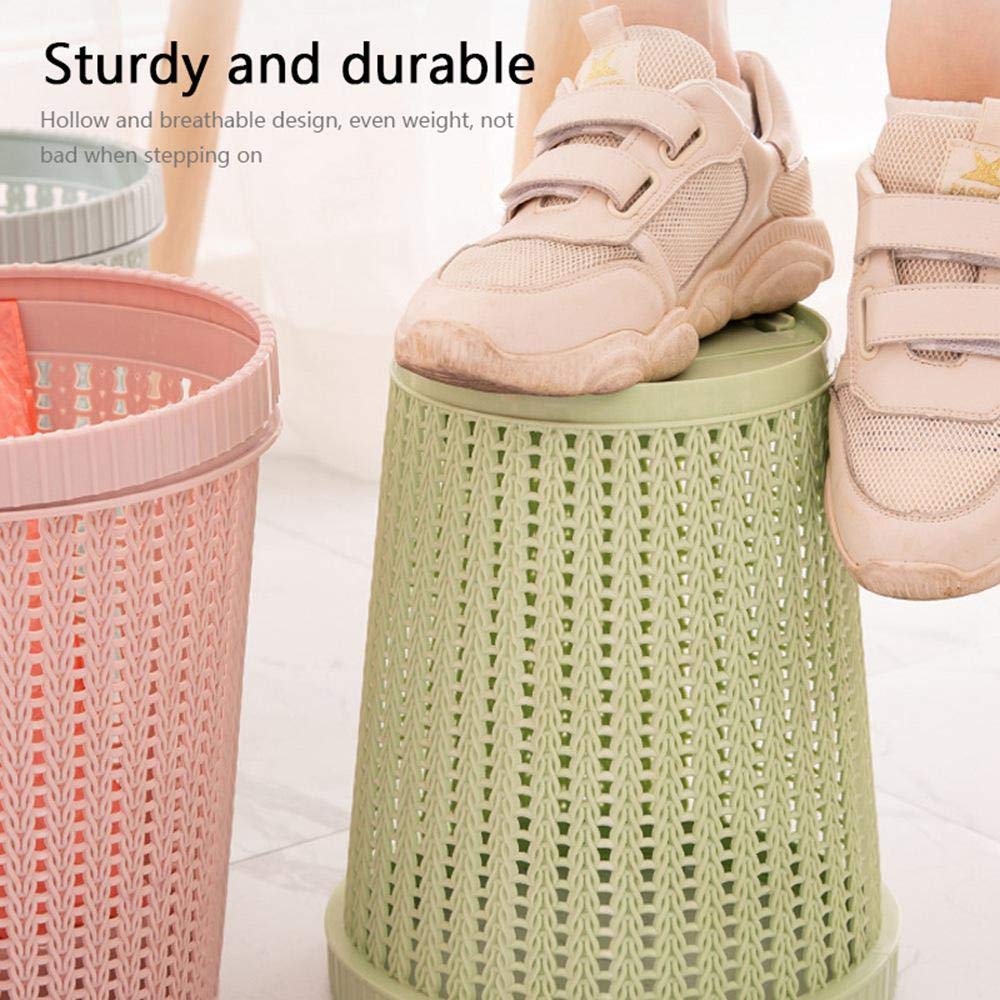 Knitted Pattern Open Dustbin with Inner Bag Fixing Ring | Stylish Plastic Waste Bin for Home & Office