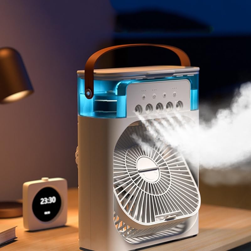 Air Cooler Fan USB Box Fan with LED Light – Assorted Color Portable, Silent, and Energy Efficient