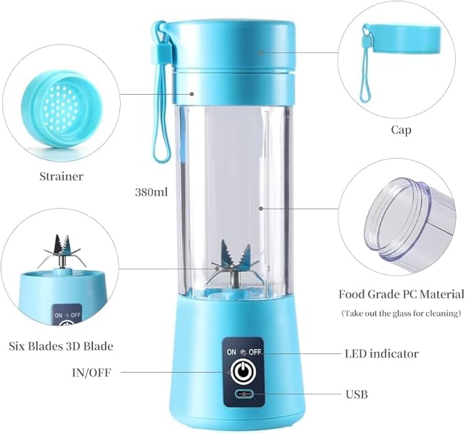Rechargeable Portable USB Juicer Blender Bottle – Purple | 380ml