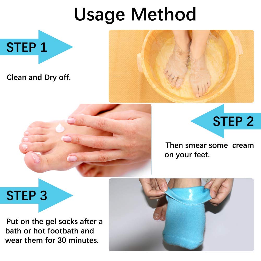 Moisturizing Silicone Gel Heel Socks – Cracked Heel Repair & Foot Softening Therapy (Pack of 1 Pair, Assorted Color)