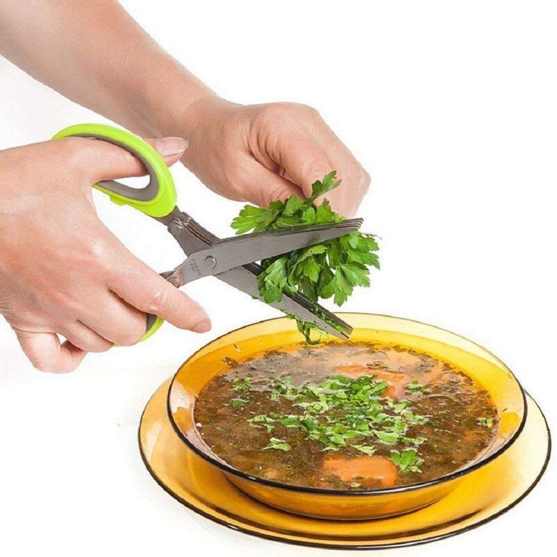 Multi-Blade Herb Scissors – 5-Layer Stainless Steel Kitchen Shears with Cleaning Comb
