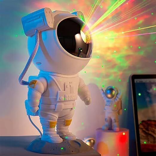 Astronaut Galaxy Star Projector – 360° Adjustable Nebula Night Light with Remote Control, White