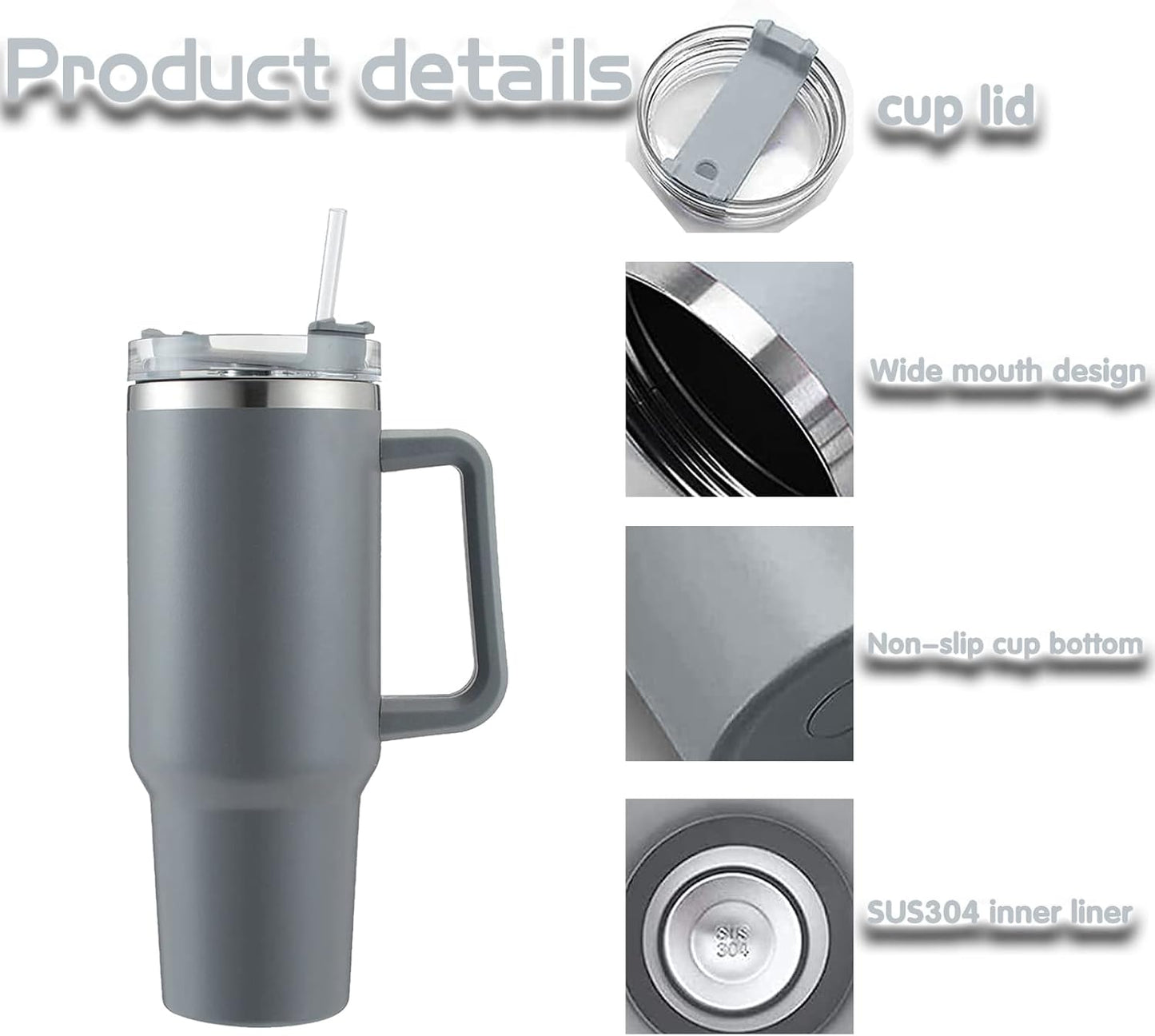 Stainless Steel Tumbler 1200ml with Handle & Straw – Pink, Double Wall Vacuum Insulated Travel Mug Assorted Color