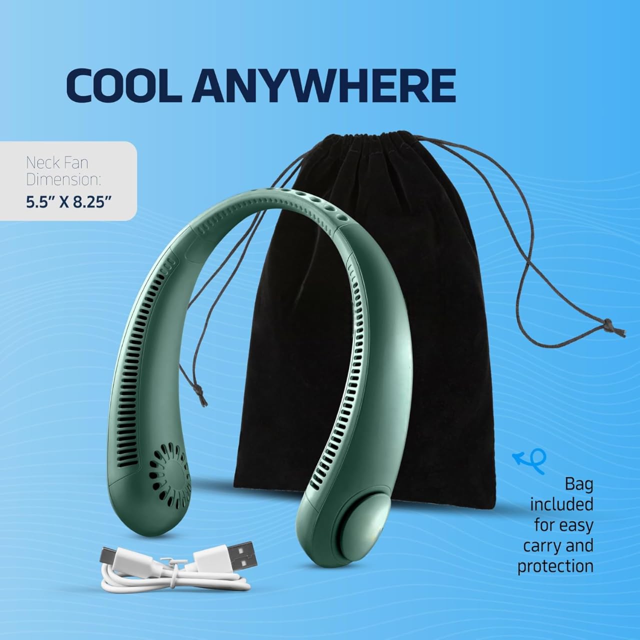 Vaneless Hanging Neck Fan – Model X9 | USB Rechargeable | Hands-Free Wearable Fan