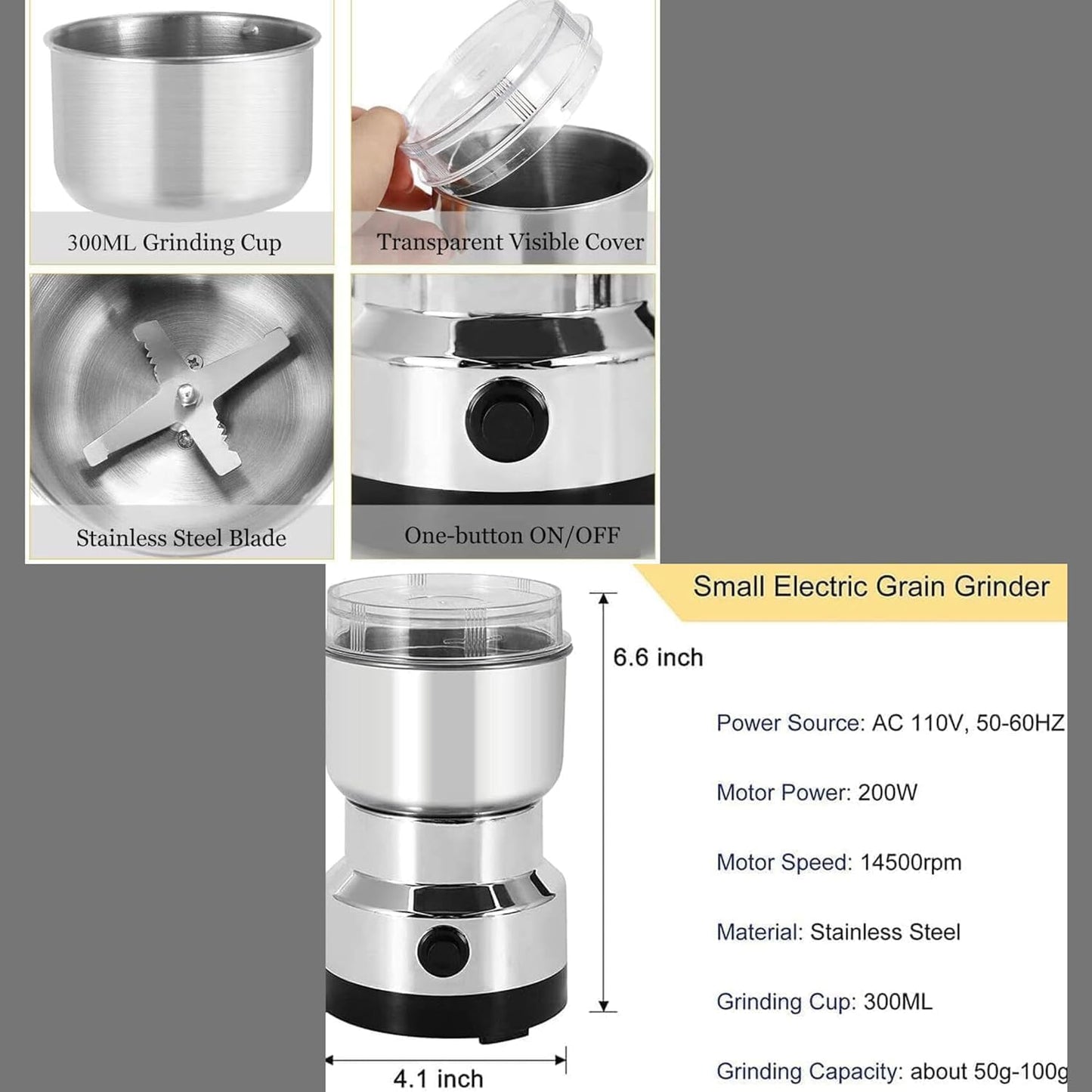 Electric Grinder – 200W | Stainless Steel Blade | Multipurpose