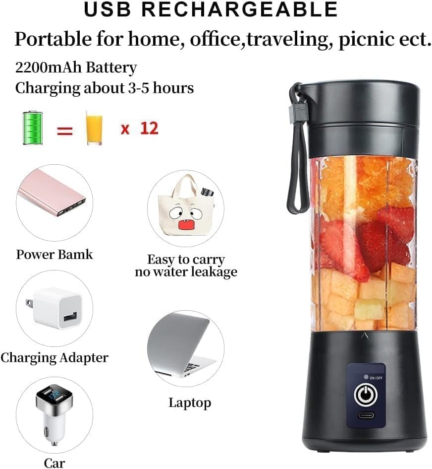 Rechargeable Portable USB Juicer Blender Bottle – Purple | 380ml