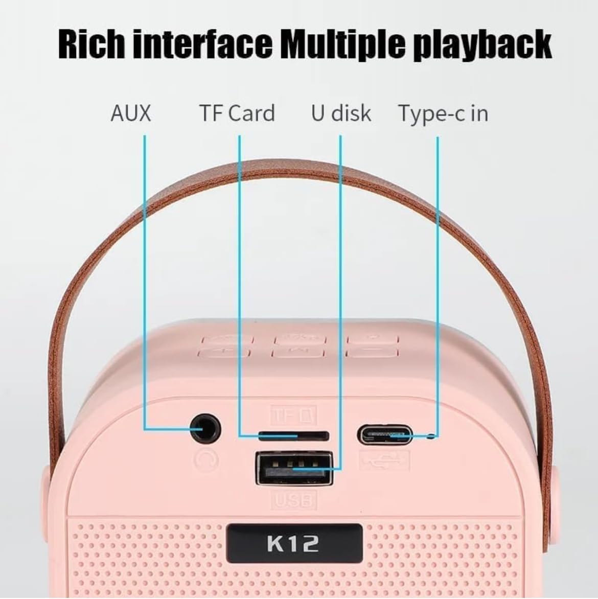 K12 Bluetooth Wireless Speaker | Portable Mini Bass Speaker with LED & FM