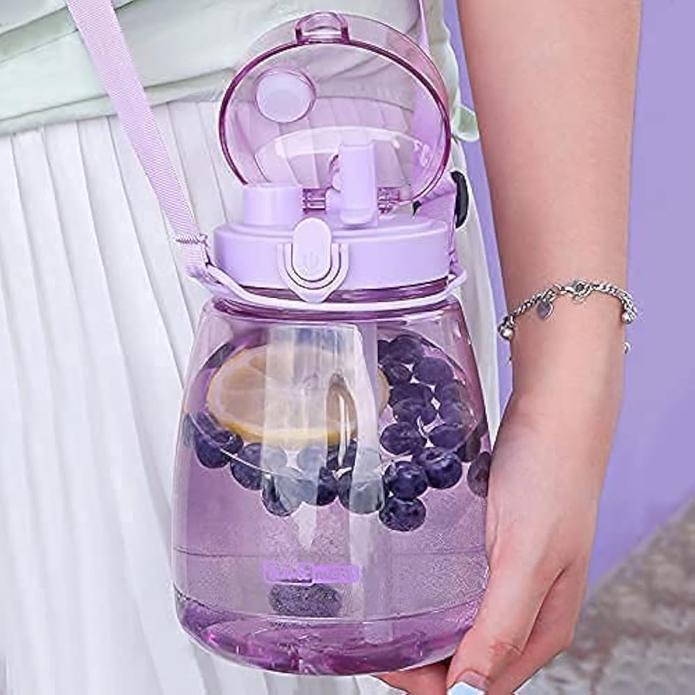 Large Capacity Water Bottle with Strap - Leakproof, BPA-Free, Portable for School, Gym & Travel