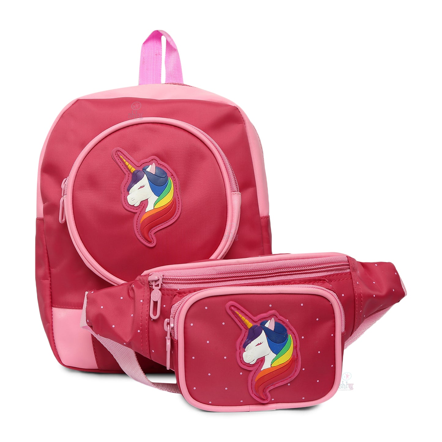 Shishu Unicorn School Bag Set for Girls - Backpack and Waist Bag Combo