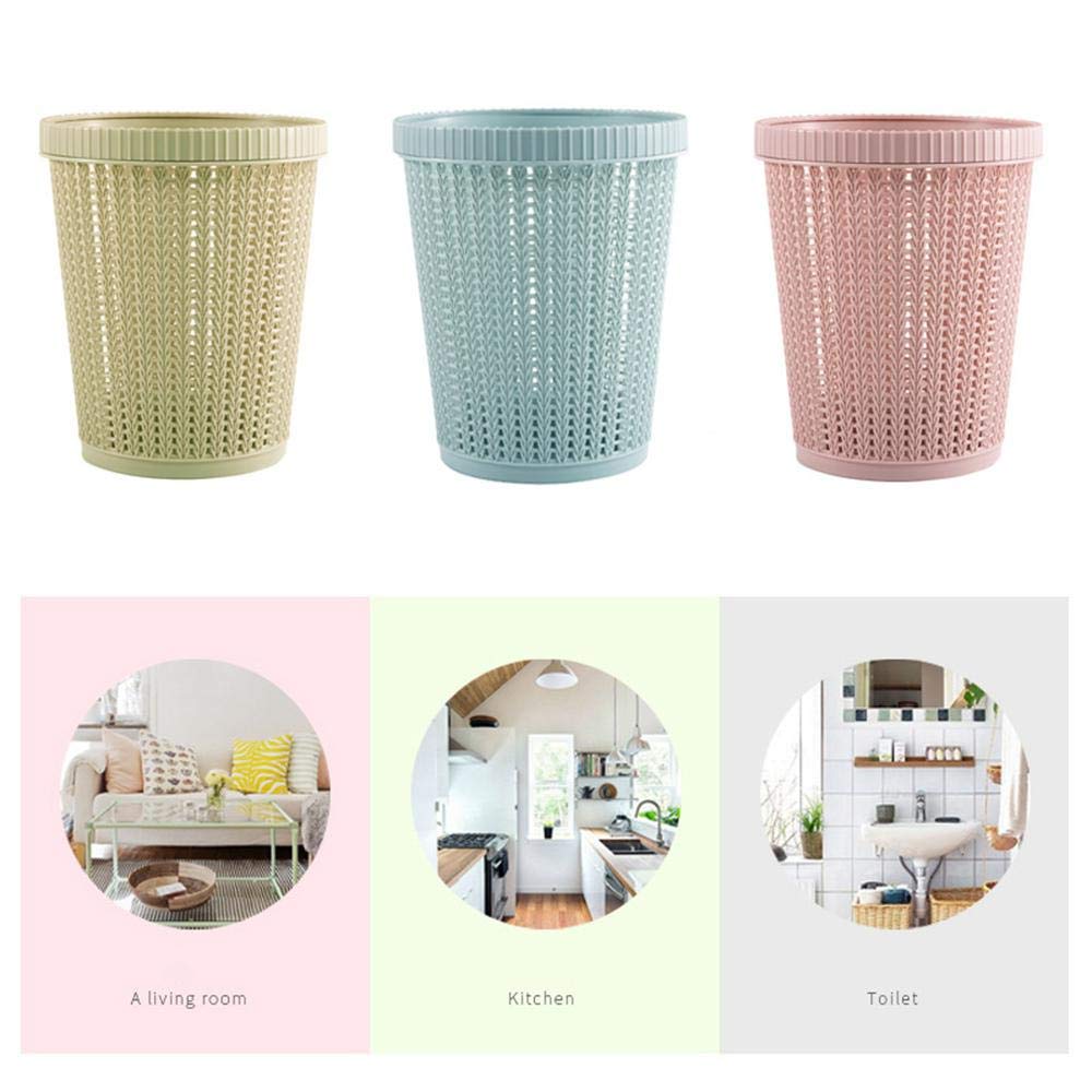 Knitted Pattern Open Dustbin with Inner Bag Fixing Ring | Stylish Plastic Waste Bin for Home & Office