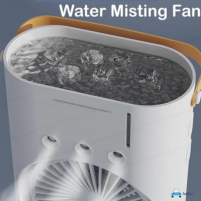 Double Decker Air Cooler with Remote, Dual Turbo Fan & 3-Level Mist Spray | USB Rechargeable | Compact Tower Fan (Pack of 1)Assorted Colour