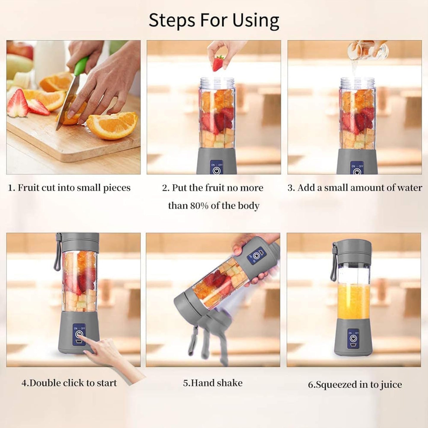 Rechargeable Portable USB Juicer Blender Bottle – Purple | 380ml