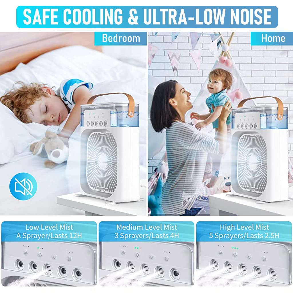 Air Cooler Fan USB Box Fan with LED Light – Assorted Color Portable, Silent, and Energy Efficient
