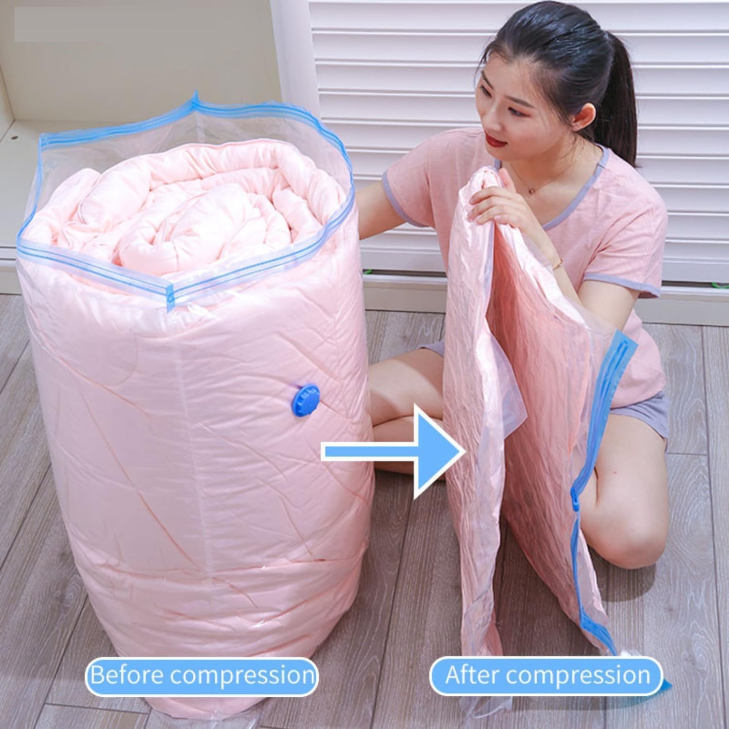 Vacuum Storage Bags with Manual Pump – 5 Pack | Space Saver Organizer