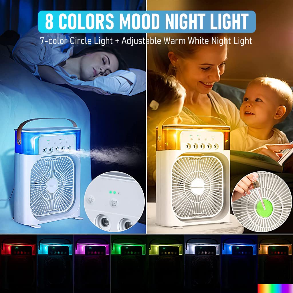 Air Cooler Fan USB Box Fan with LED Light – Assorted Color Portable, Silent, and Energy Efficient