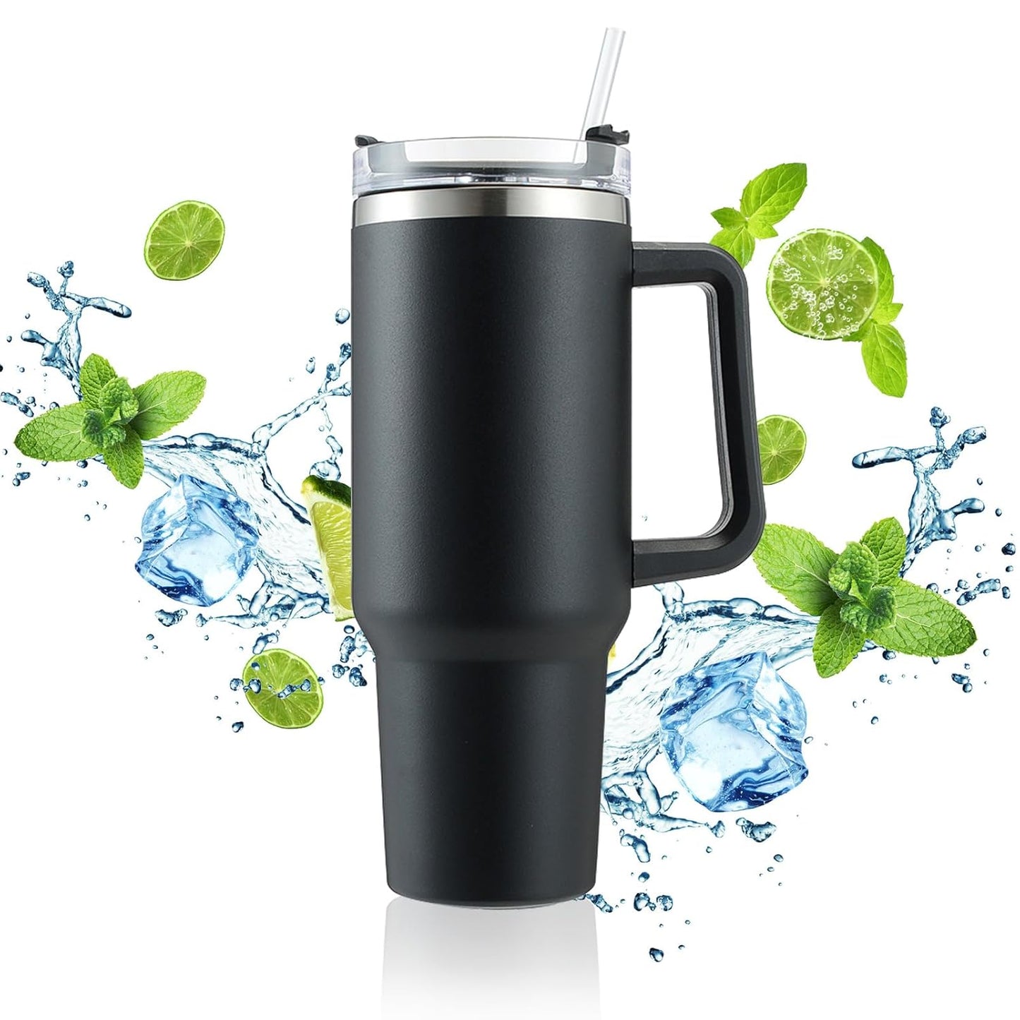 Stainless Steel Tumbler 1200ml with Handle & Straw – Pink, Double Wall Vacuum Insulated Travel Mug Assorted Color