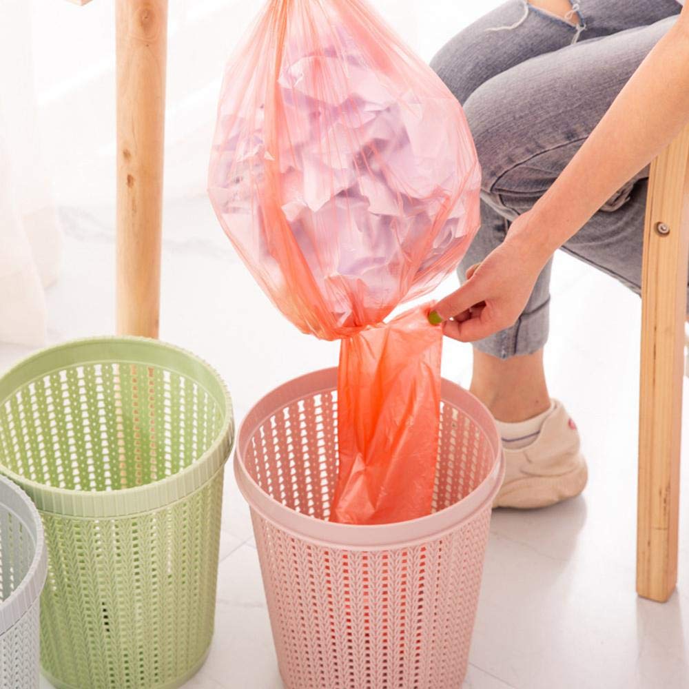 Knitted Pattern Open Dustbin with Inner Bag Fixing Ring | Stylish Plastic Waste Bin for Home & Office