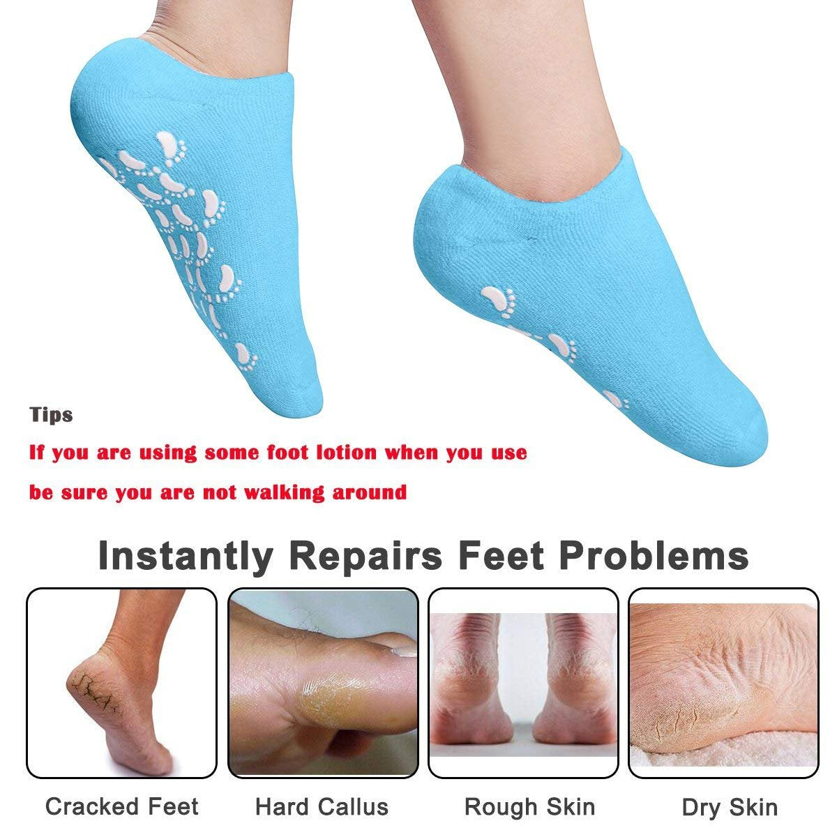 Moisturizing Silicone Gel Heel Socks – Cracked Heel Repair & Foot Softening Therapy (Pack of 1 Pair, Assorted Color)