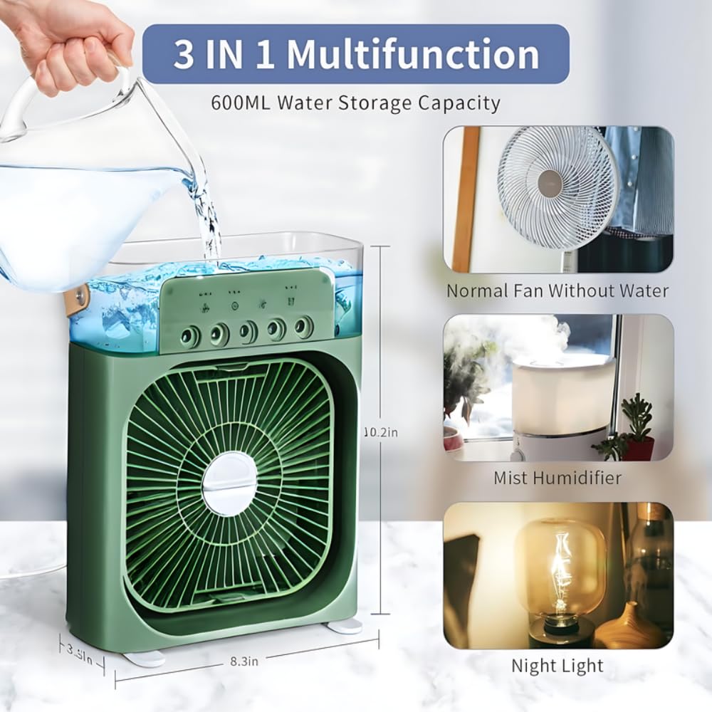Air Cooler Fan USB Box Fan with LED Light – Assorted Color Portable, Silent, and Energy Efficient