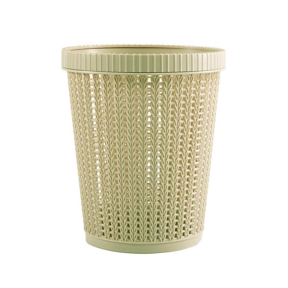 Knitted Pattern Open Dustbin with Inner Bag Fixing Ring | Stylish Plastic Waste Bin for Home & Office