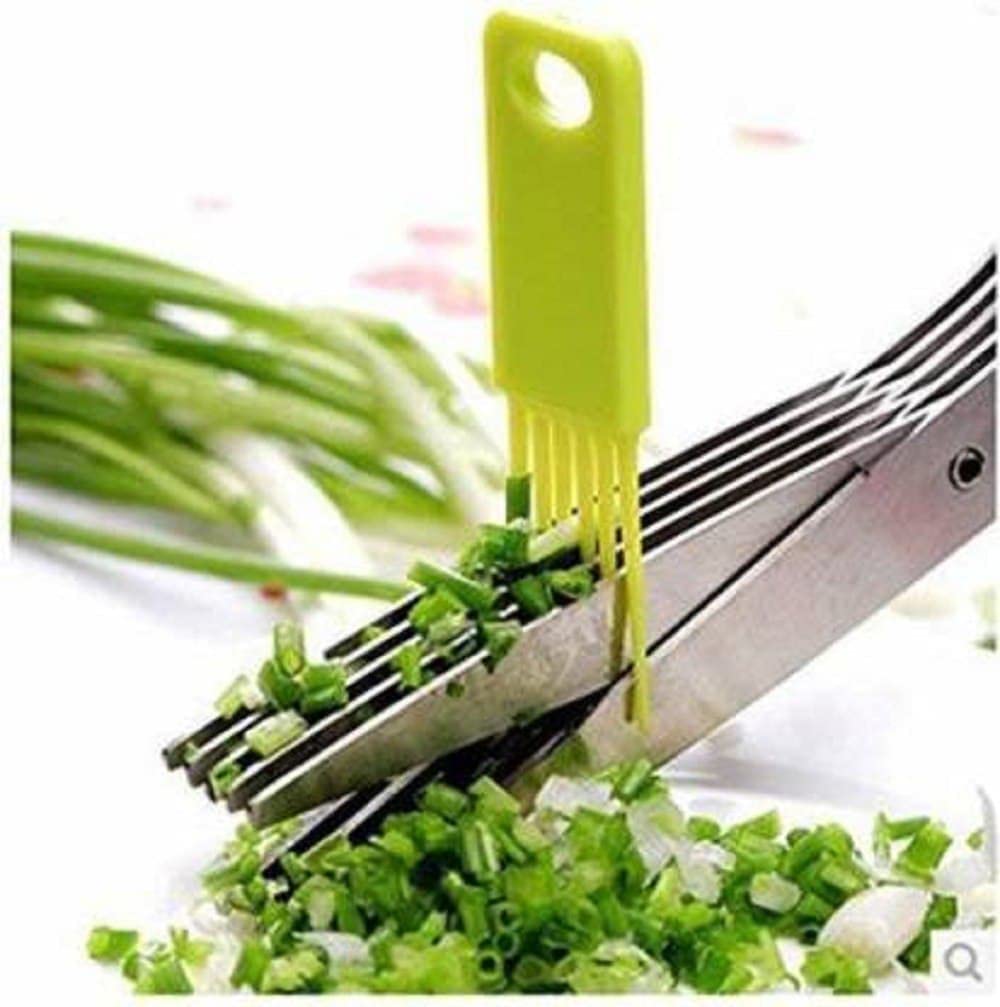 Multi-Blade Herb Scissors – 5-Layer Stainless Steel Kitchen Shears with Cleaning Comb