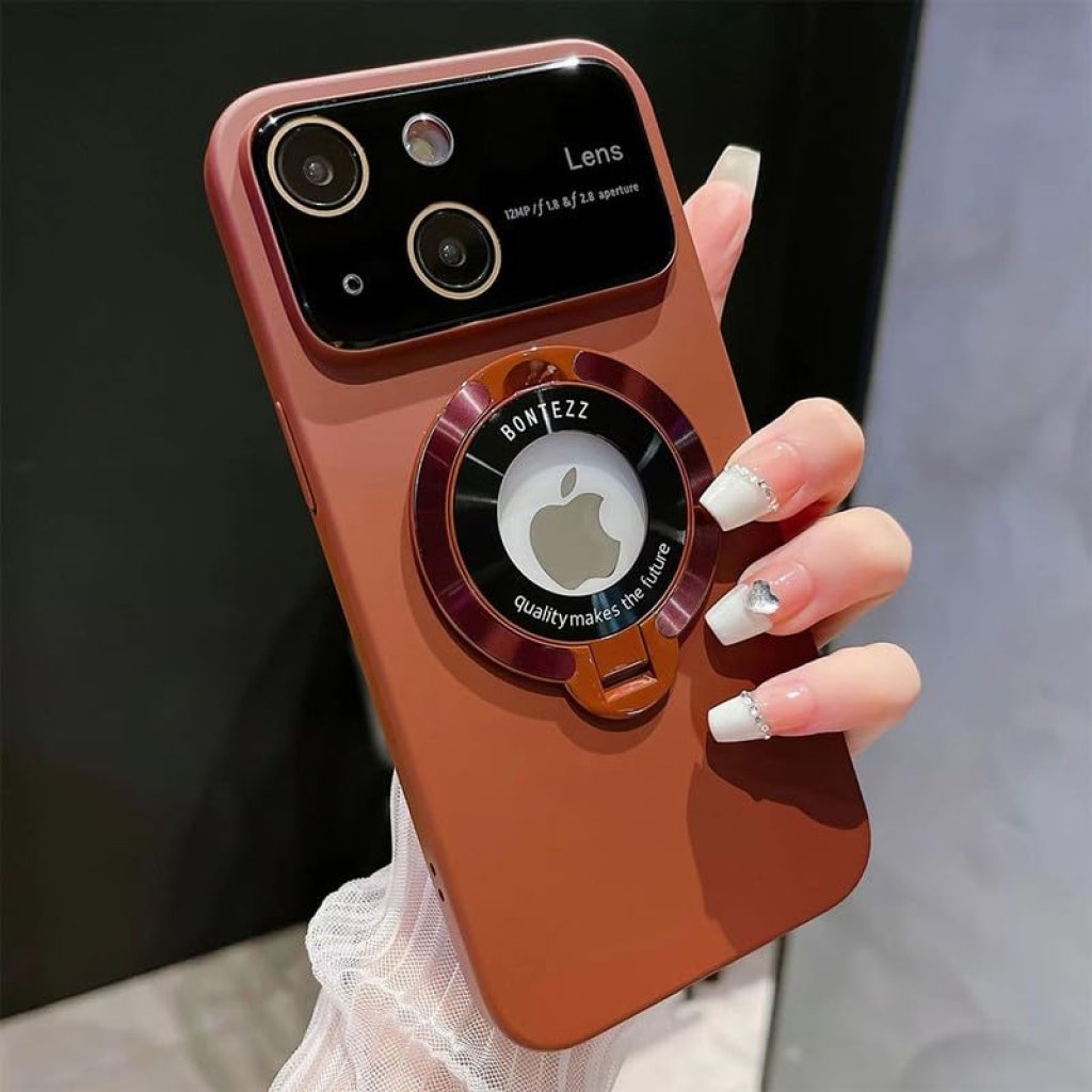 Magnetic Ring Holder Case for iPhone 15 – Shockproof, Camera Protection, 360° Rotating Stand, Purple