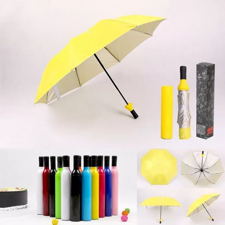 Trendy Bottle Umbrella – 3 Fold Auto Open Waterproof Umbrella with Bottle Case, Assorted Colour (Unisex)