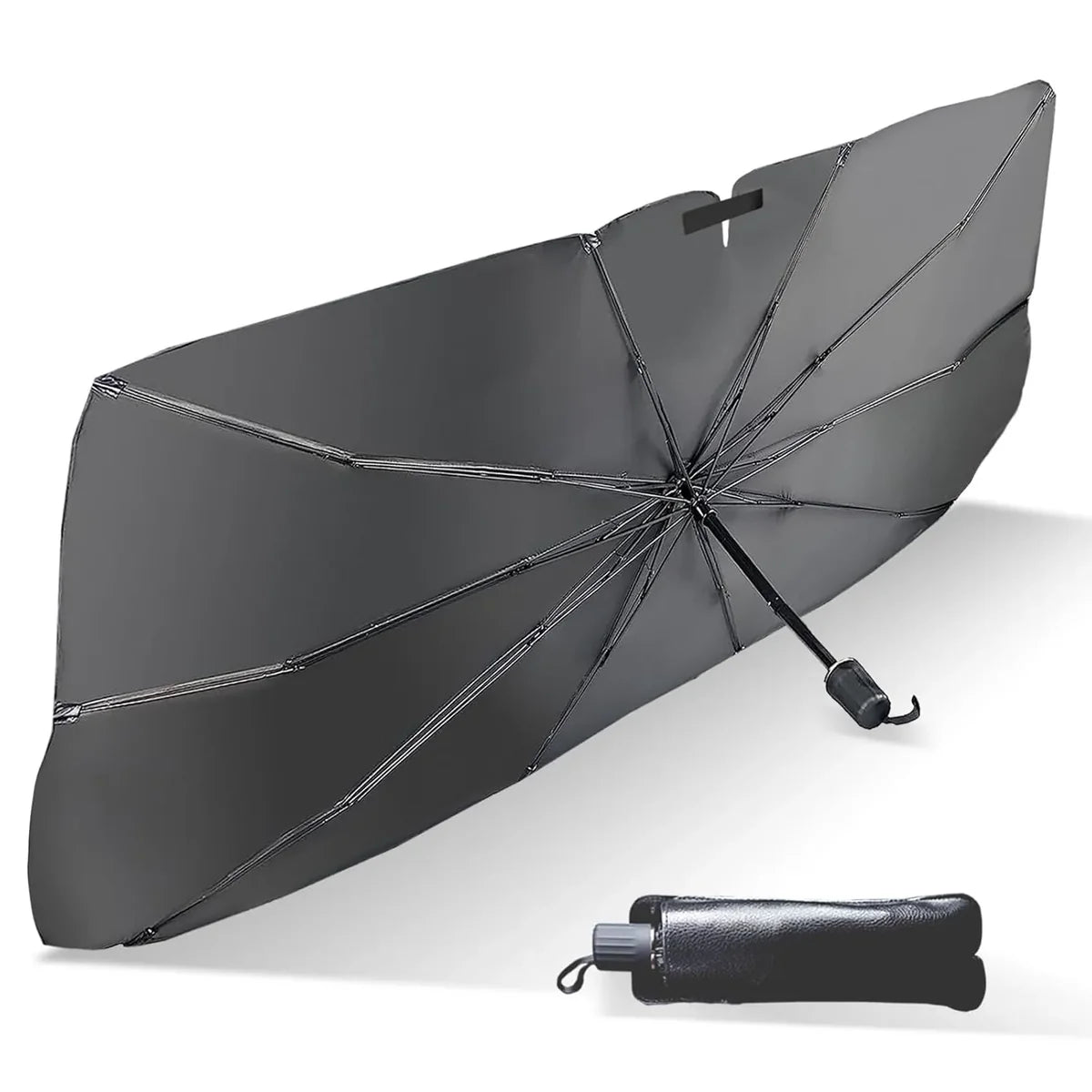 Foldable Car Windshield Sunshade Umbrella | Heat Resistant UV Protector | Compact Fold Design for All Cars | Black (Pack of 1)