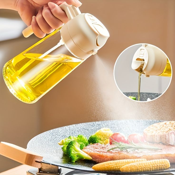 2-in-1 Glass Oil Dispenser & Sprayer Bottle