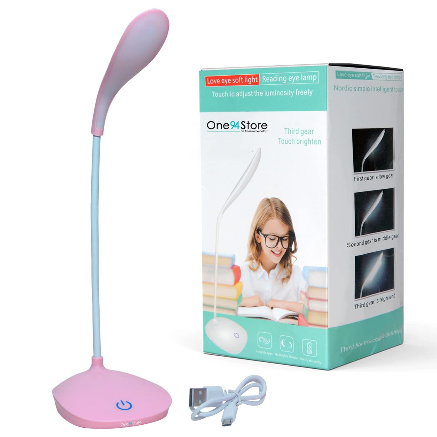 Palamu LED Desk Lamp in White with Touch Control, Adjustable Brightness Levels, Ultra-Bright LED, and Flexible 360-Degree Gooseneck Design
