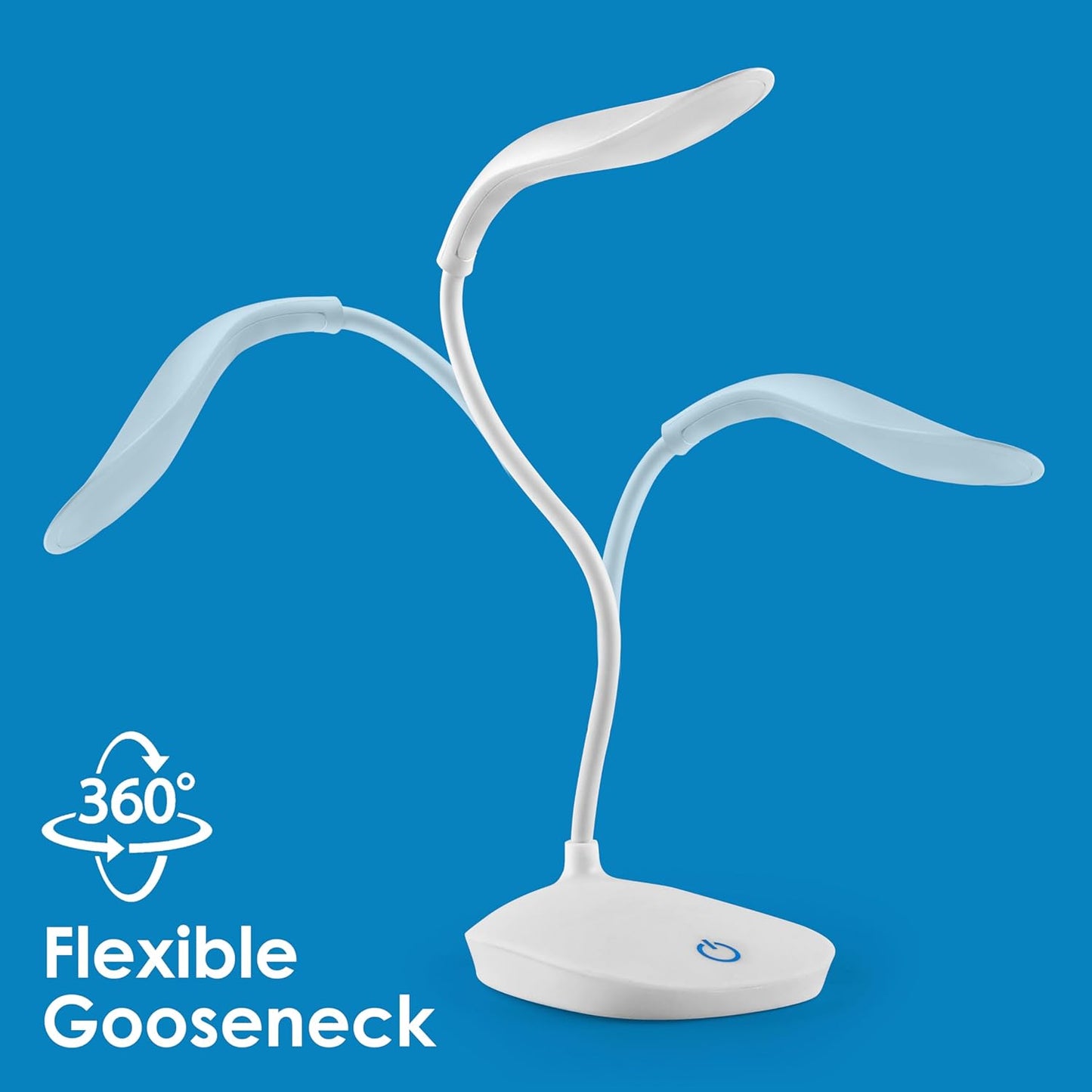 Palamu LED Desk Lamp in White with Touch Control, Adjustable Brightness Levels, Ultra-Bright LED, and Flexible 360-Degree Gooseneck Design