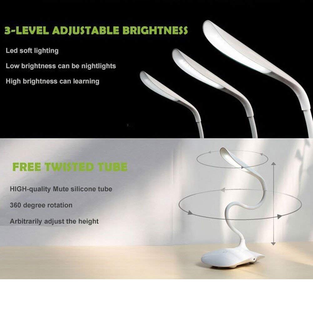 Palamu LED Desk Lamp in White with Touch Control, Adjustable Brightness Levels, Ultra-Bright LED, and Flexible 360-Degree Gooseneck Design