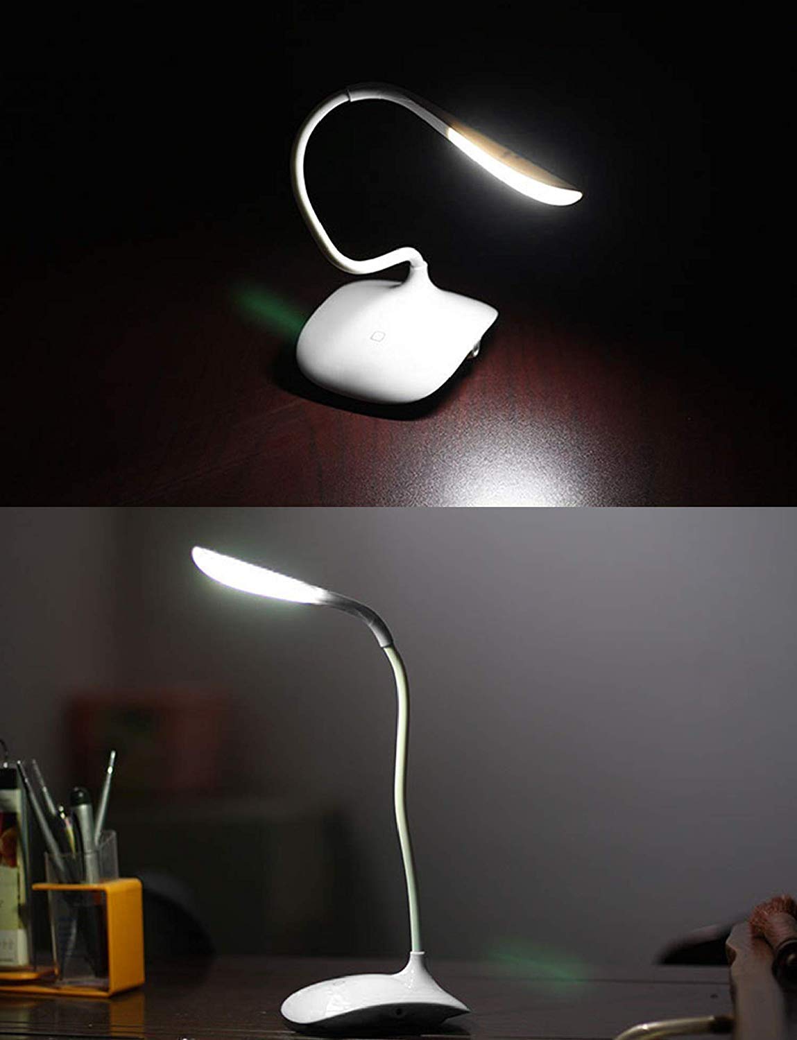 Palamu LED Desk Lamp in White with Touch Control, Adjustable Brightness Levels, Ultra-Bright LED, and Flexible 360-Degree Gooseneck Design