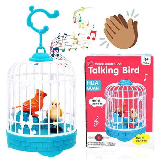 Voice-Controlled Talking Bird Toy – Interactive Musical Cage with Recording Function (Assorted Color)