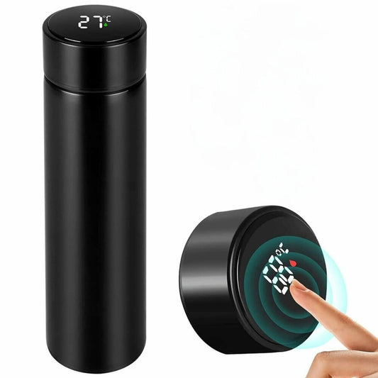 Smart Temperature Display Vacuum Flask Bottle – Black, Stainless Steel, Leakproof