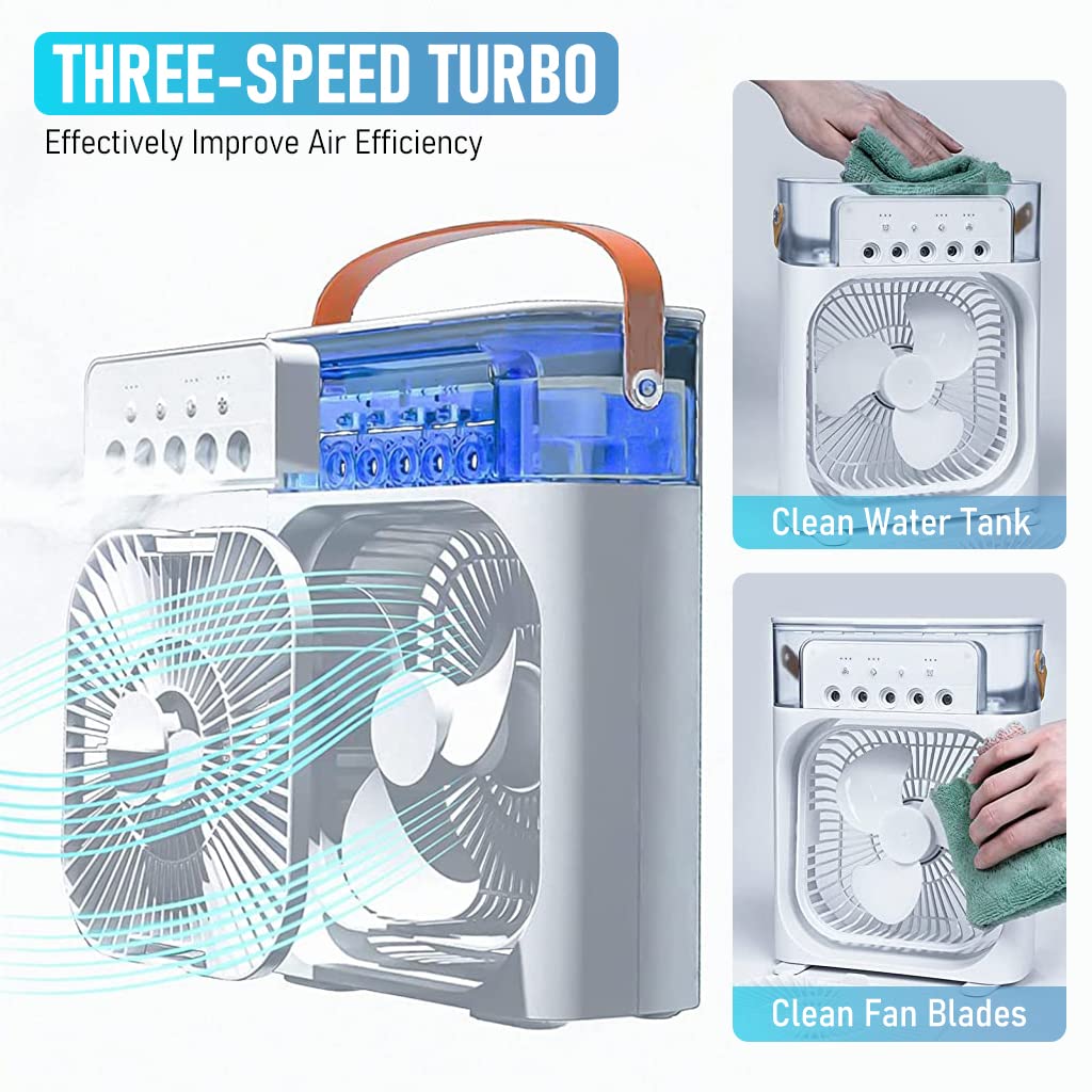 Air Cooler Fan USB Box Fan with LED Light – Assorted Color Portable, Silent, and Energy Efficient