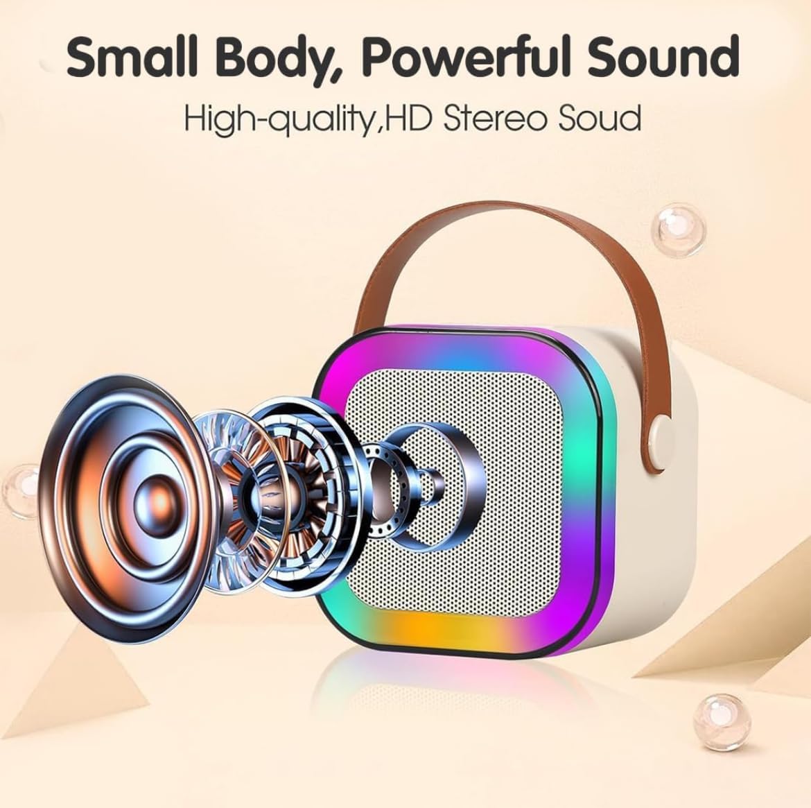 K12 Bluetooth Wireless Speaker | Portable Mini Bass Speaker with LED & FM