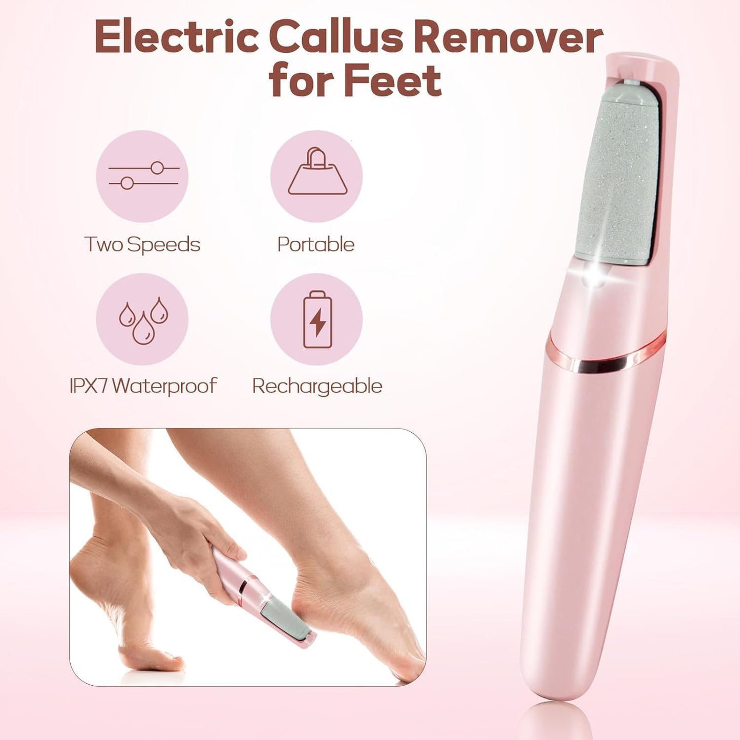 Electric Pedicure Foot Care Tool – Rechargeable Callus Remover | Smooth Feet at Home