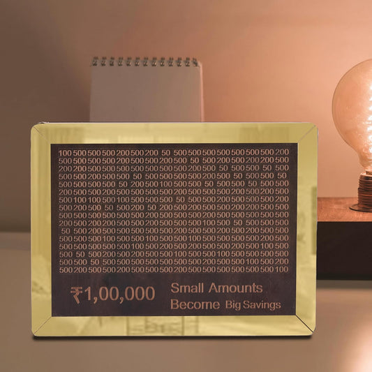 Gold ₹1 Lakh Savings Challenge Frame – Motivation Board with Scratch Surface