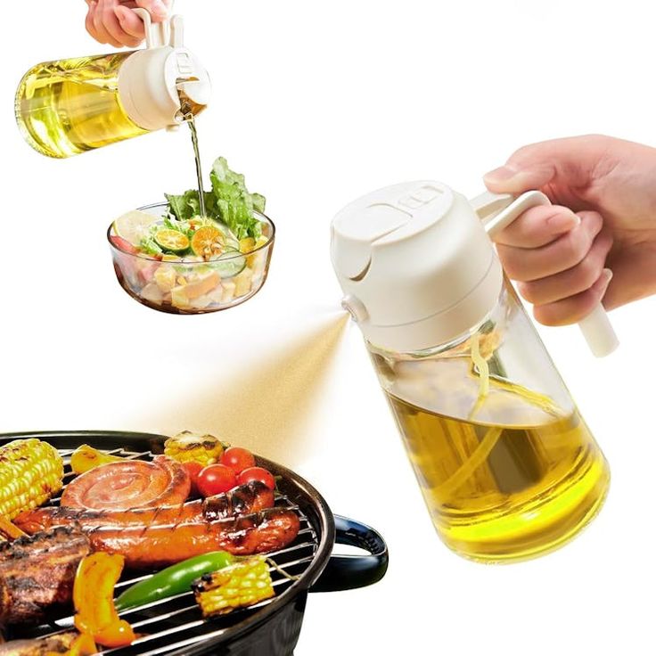 2-in-1 Glass Oil Dispenser & Sprayer Bottle