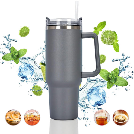 Stainless Steel Tumbler 1200ml with Handle & Straw – Pink, Double Wall Vacuum Insulated Travel Mug Assorted Color