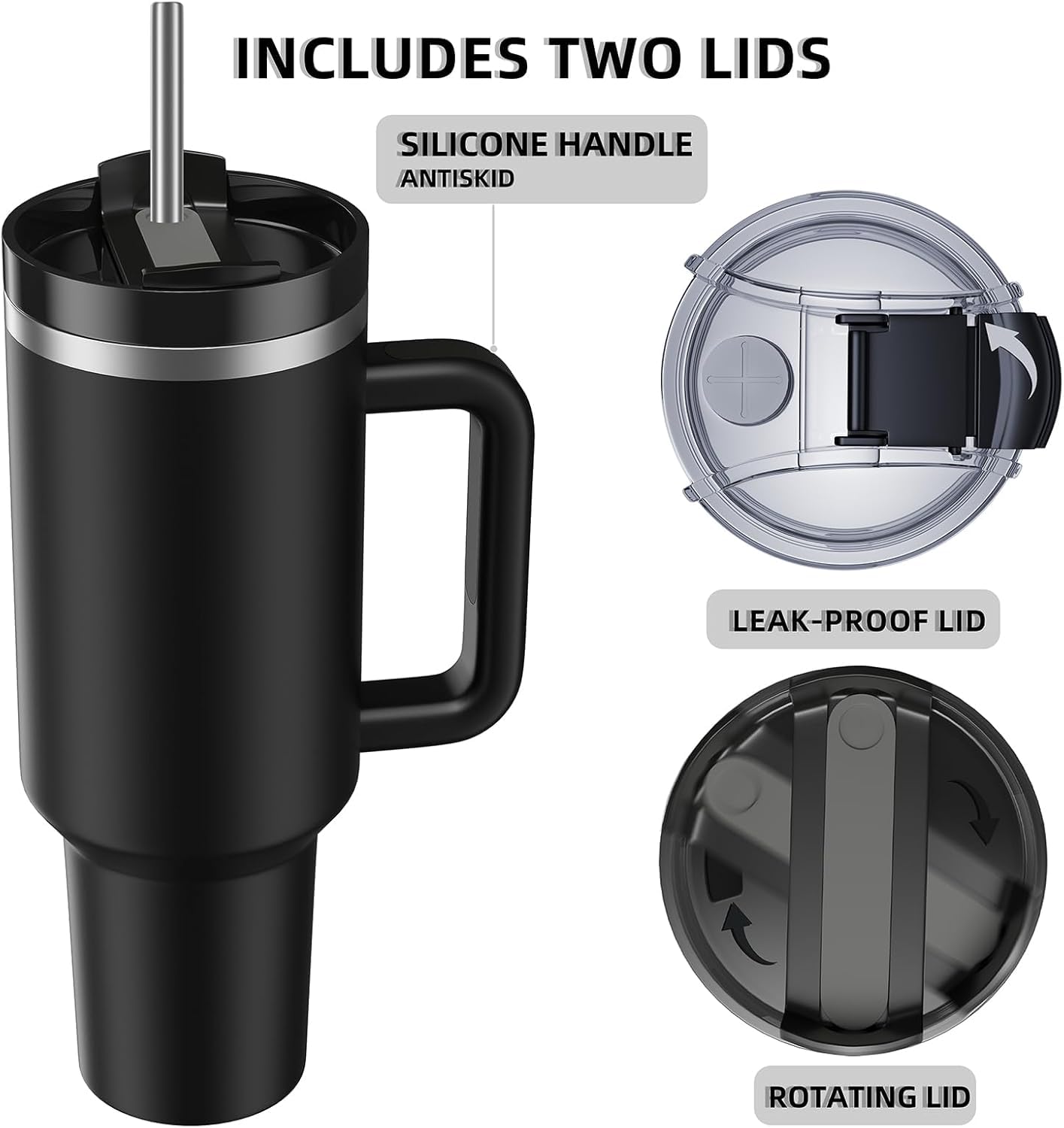 Stainless Steel Tumbler 1200ml with Handle & Straw – Pink, Double Wall Vacuum Insulated Travel Mug Assorted Color