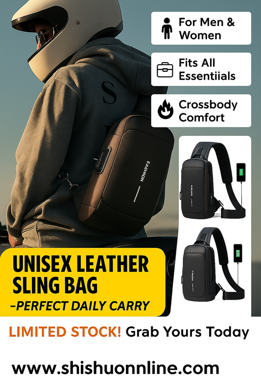 Unisex Leather Sling Bag – Crossbody Shoulder Bag for Men & Women